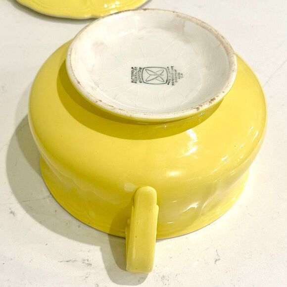Yellow Buttercup Ironstone Vintage Covered Vegetable Bowl With Handles - Picture 7 of 8